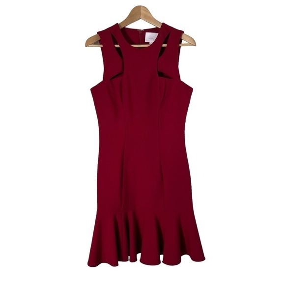 CINQ A SEPT Crimson Scorpio Cutout Tulip Hem Dress - Picture 2 of 10